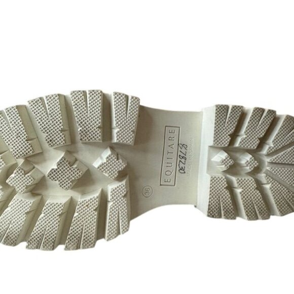 Equitare Womens Beige Leather Platform Chunky Sole Ankle Boots Size 36 Made In S - Picture 3 of 5